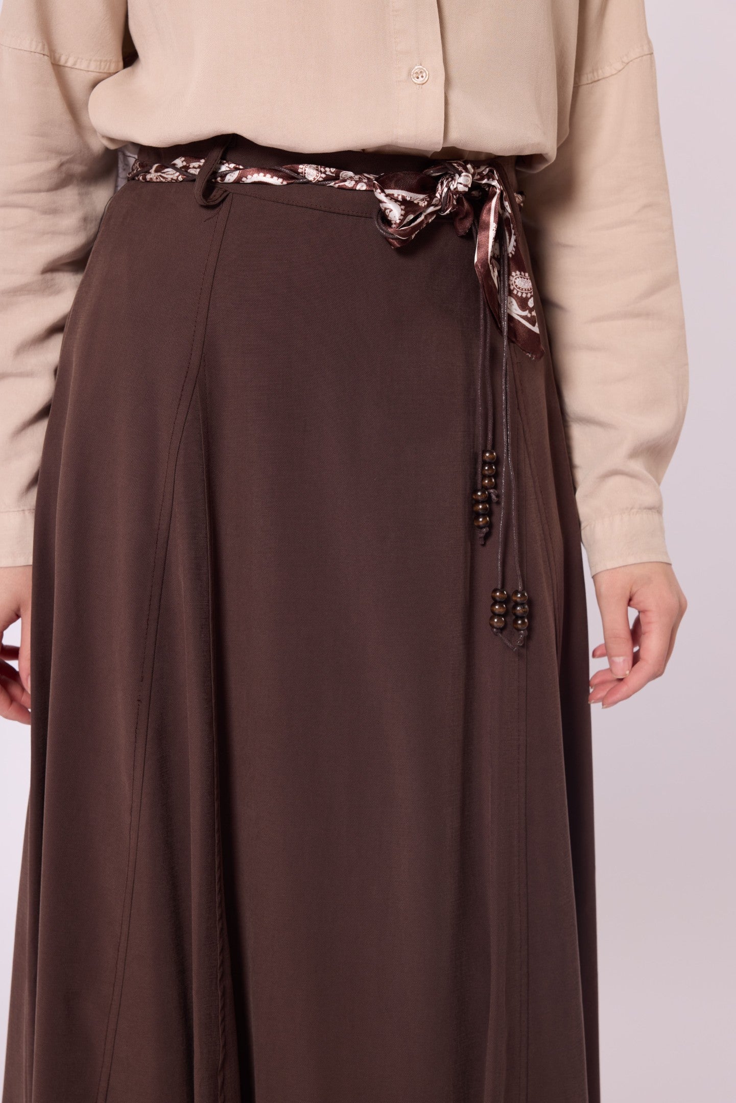A-Line Skirt with Satin Belt Detail