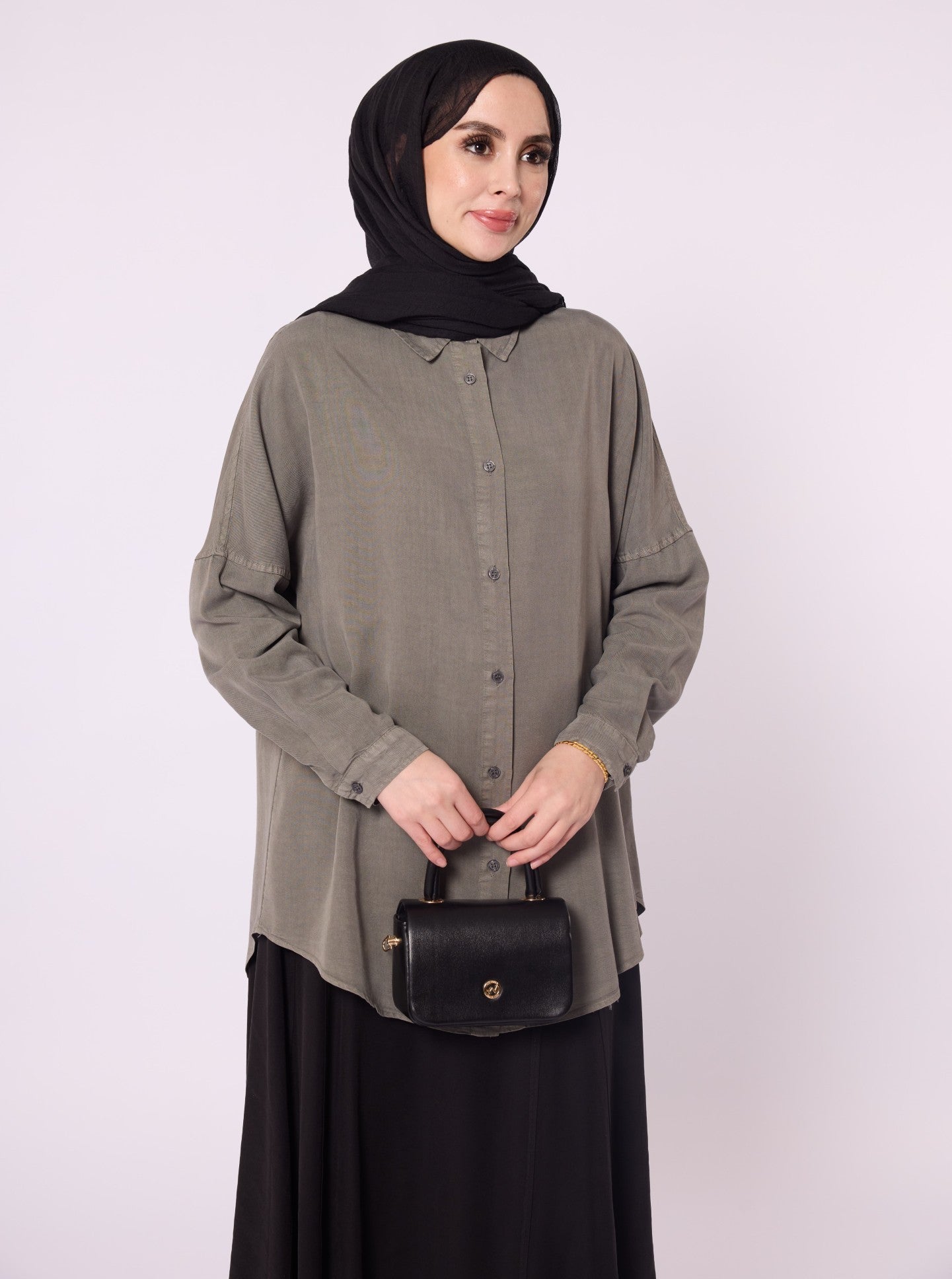 Polo Collar Drop Shoulder Tunic