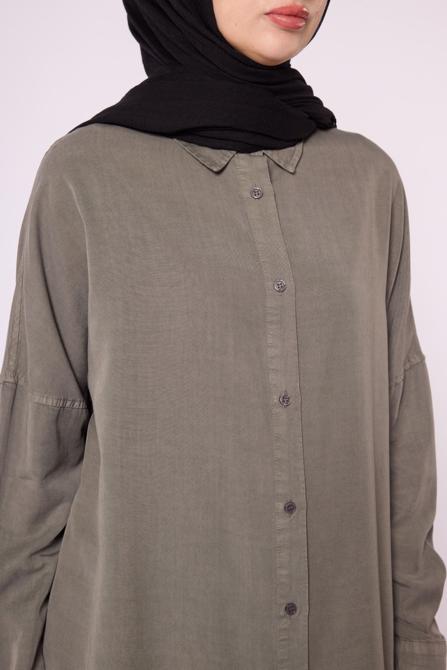 Polo Collar Drop Shoulder Tunic