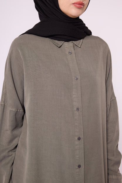 Polo Collar Drop Shoulder Tunic