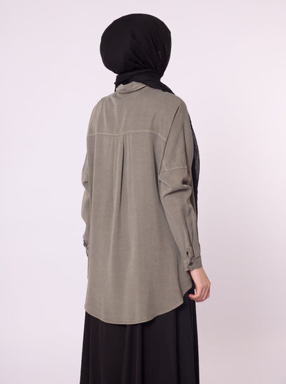 Polo Collar Drop Shoulder Tunic