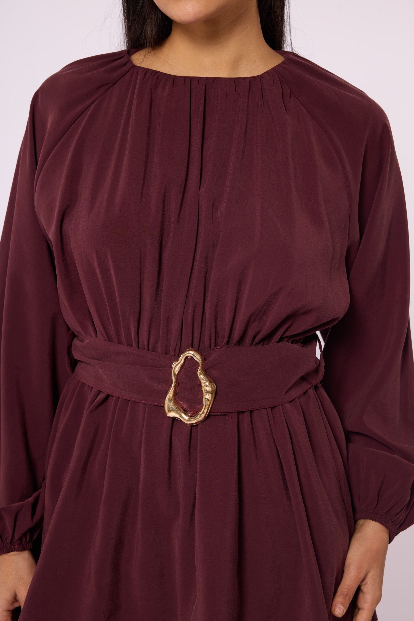 Trouser Set with Elastic Waist and Belt Detail