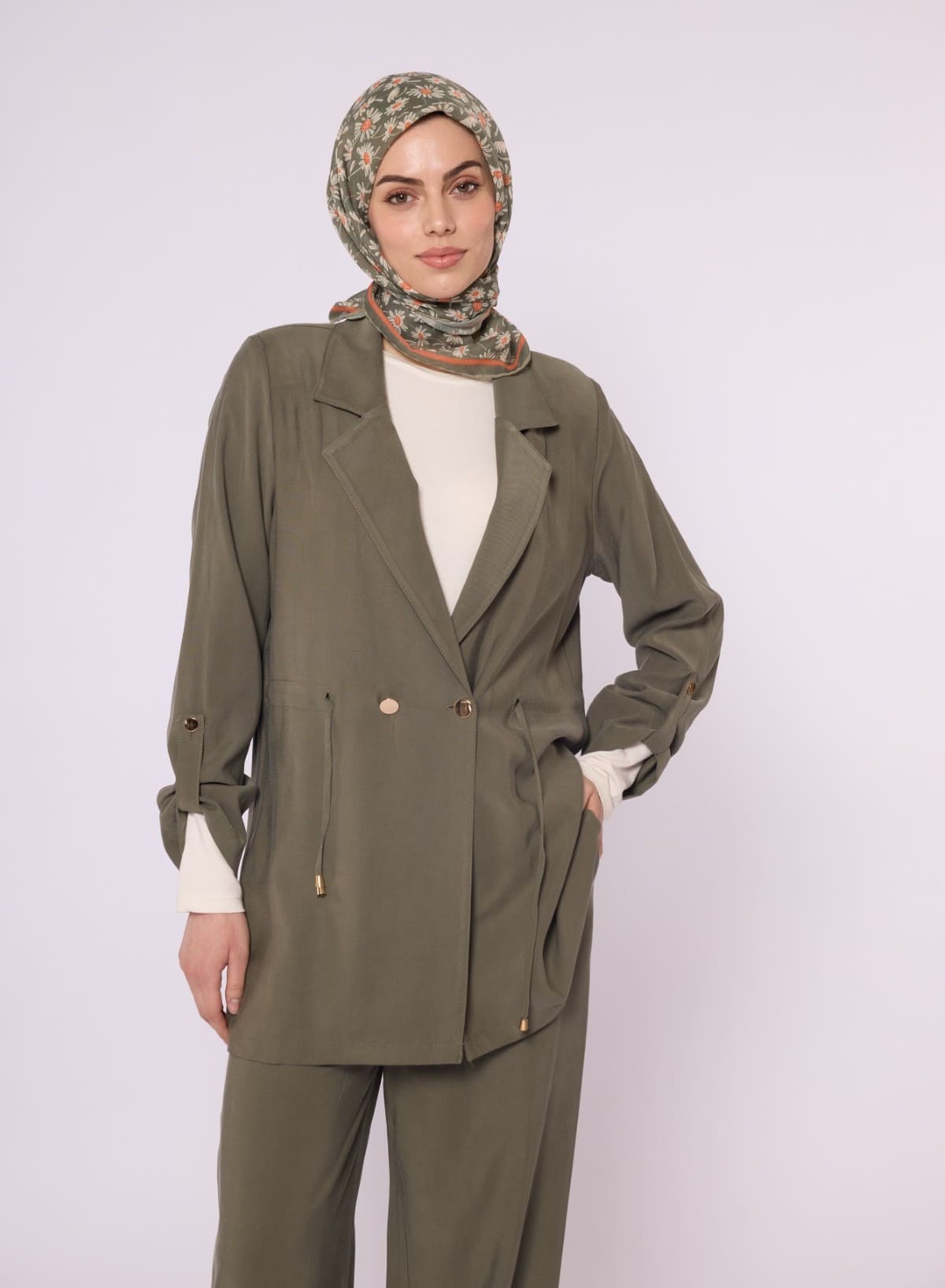 Wide V Neck Long Pants Two Piece Set