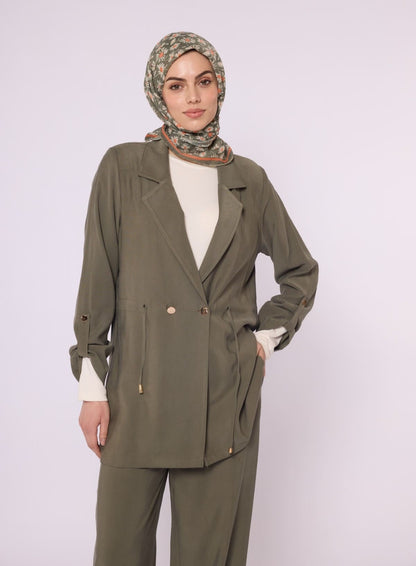 Wide V Neck Long Pants Two Piece Set