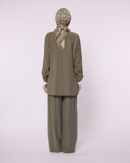 Wide V Neck Long Pants Two Piece Set