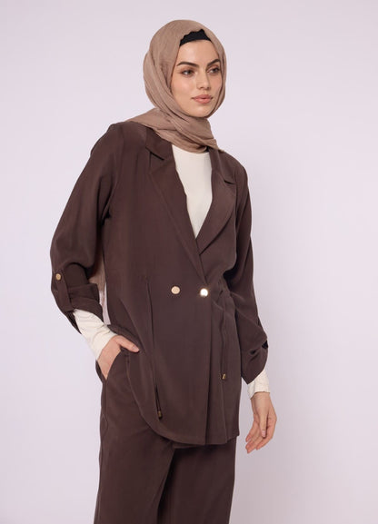 Wide V Neck Long Pants Two Piece Set