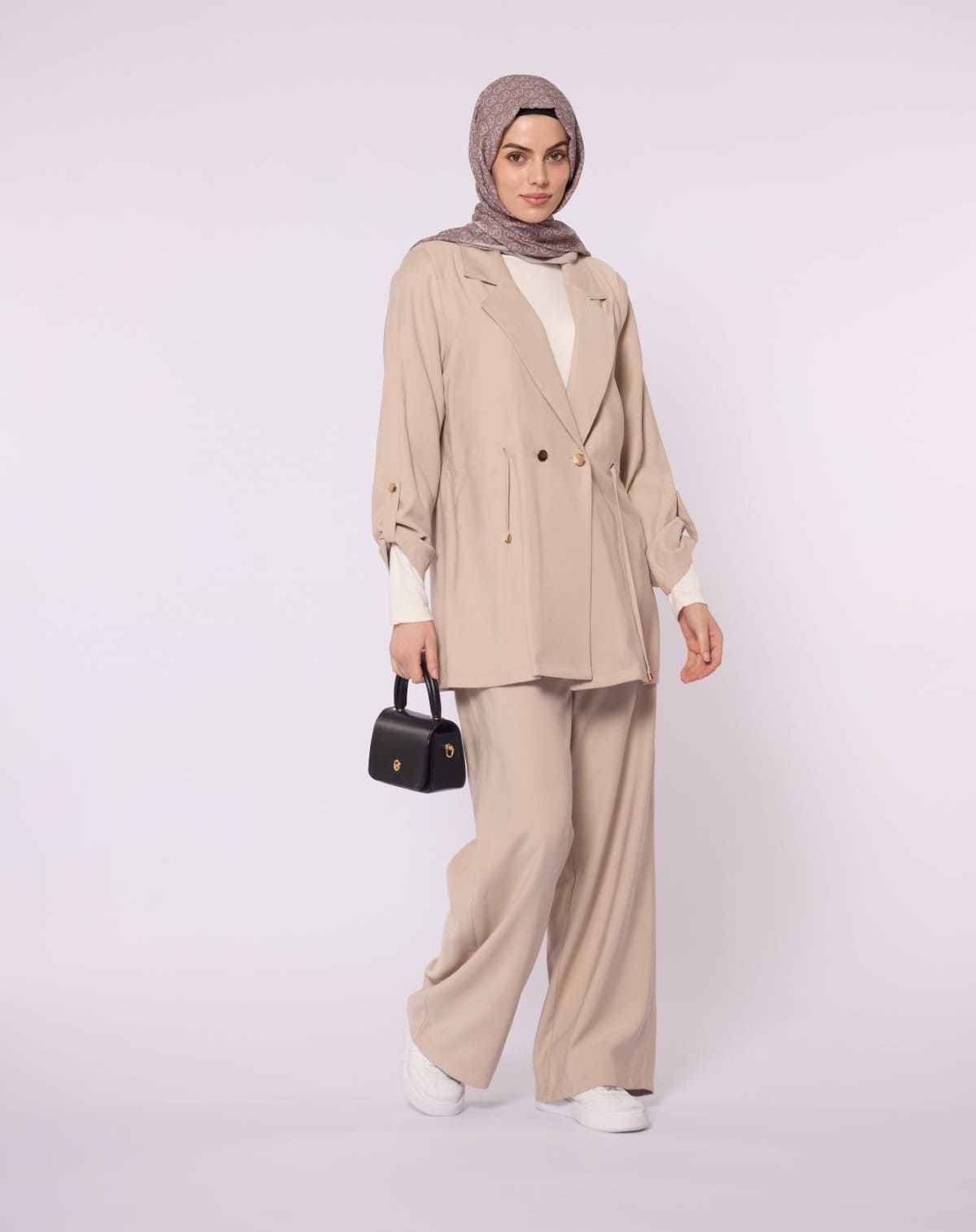 Wide V Neck Long Pants Two Piece Set