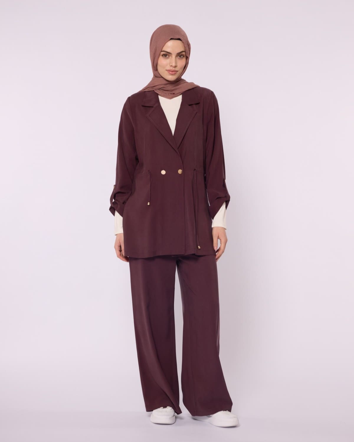 Wide V Neck Long Pants Two Piece Set