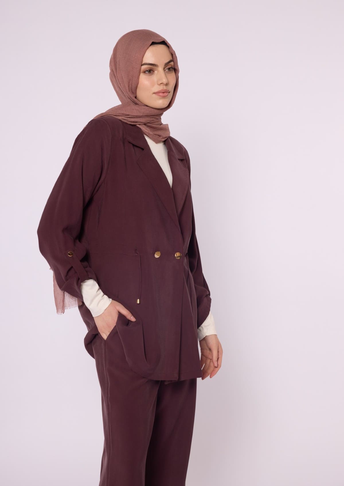 Wide V Neck Long Pants Two Piece Set