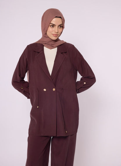 Wide V Neck Long Pants Two Piece Set