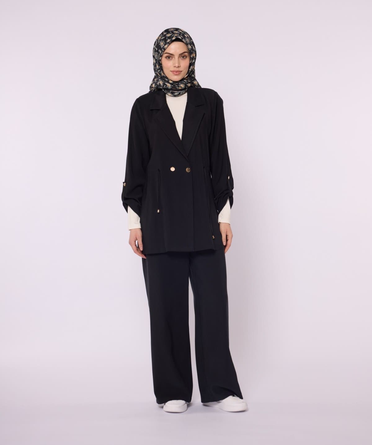 Wide V Neck Long Pants Two Piece Set