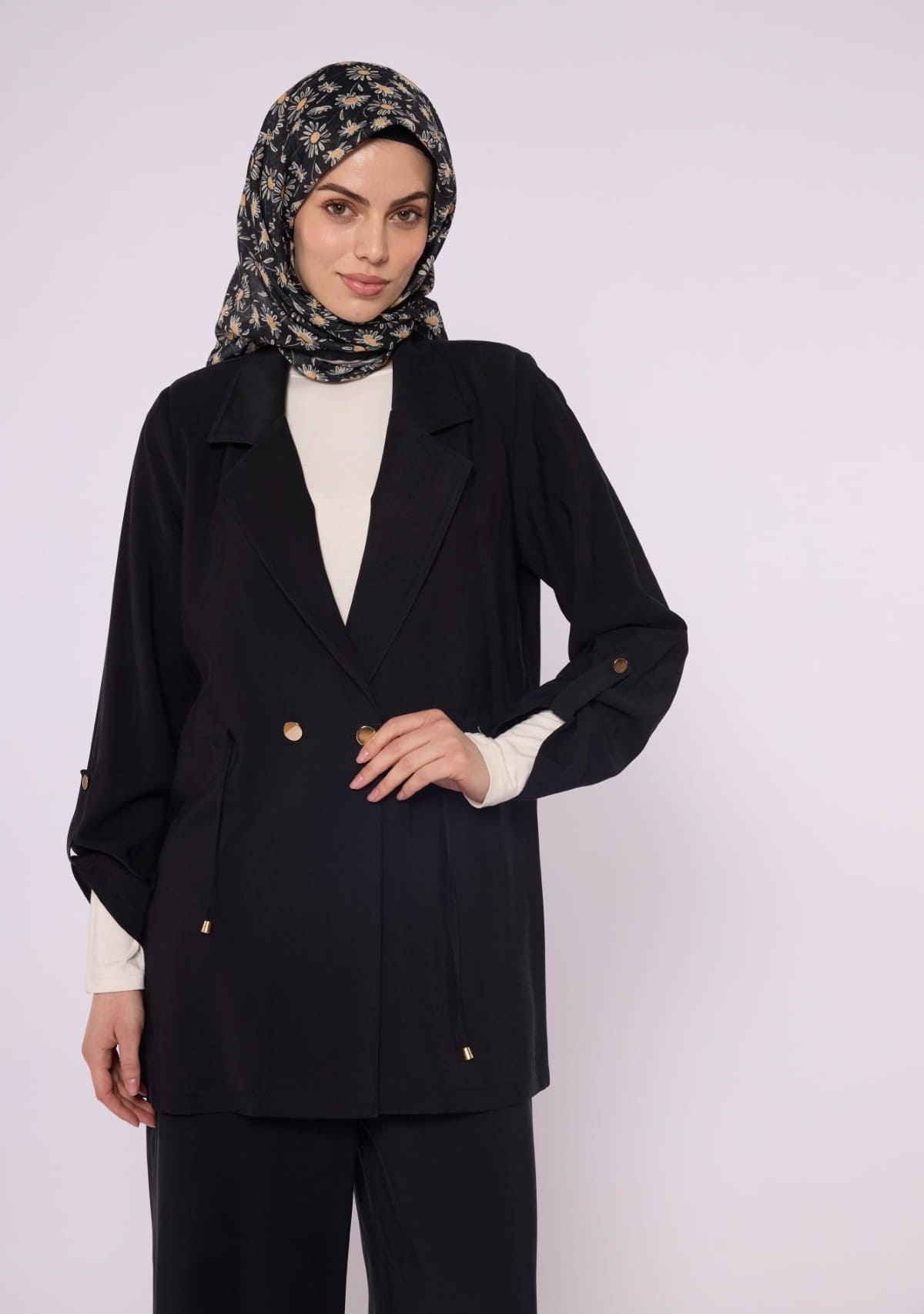 Wide V Neck Long Pants Two Piece Set