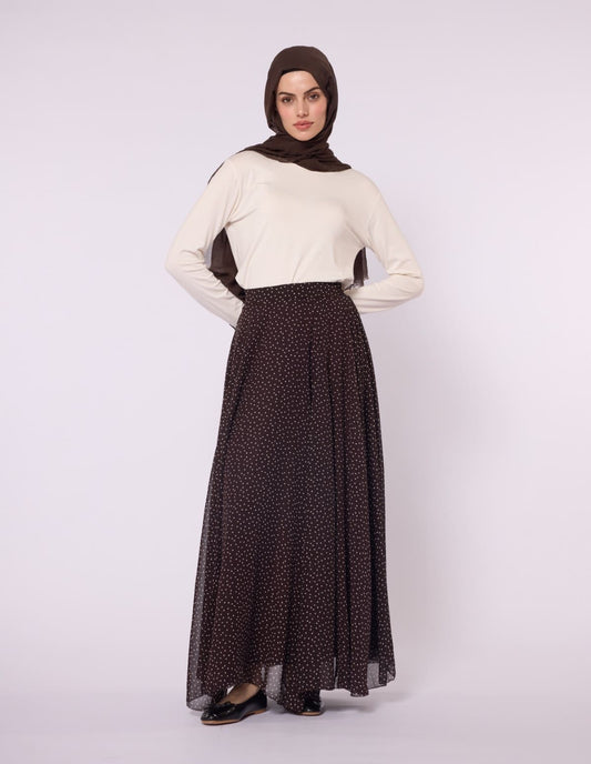 Lined Chiffon Skirt with Paisley Pattern