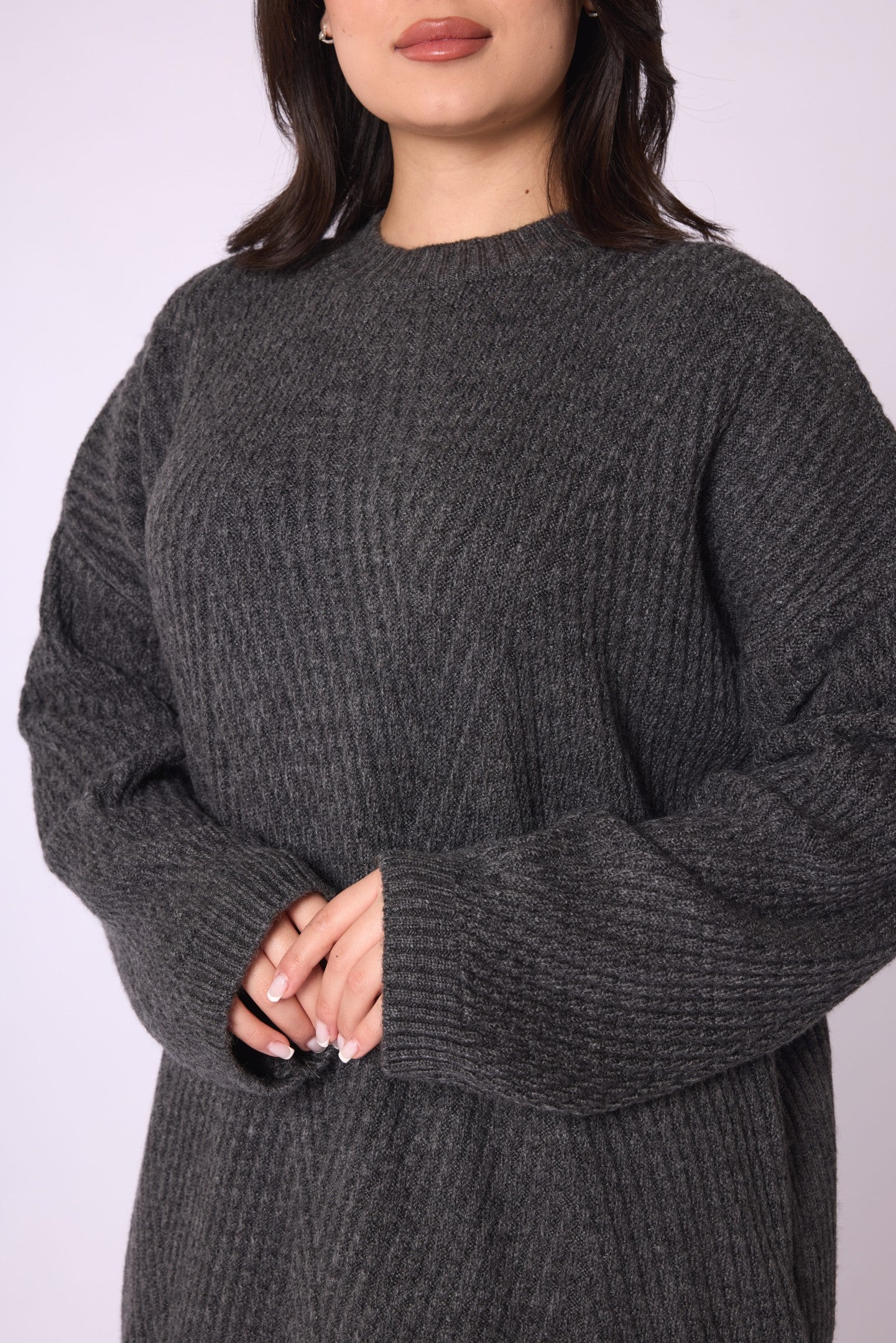Striped Detail Relaxed Fit Long Knit Tunic