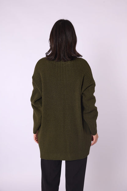 Striped Detail Relaxed Fit Long Knit Tunic