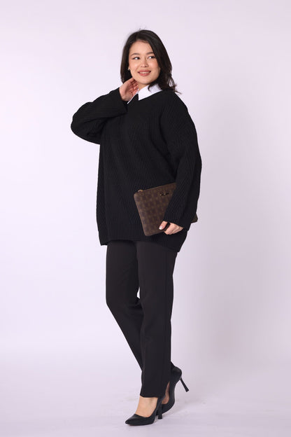 Striped Detail Relaxed Fit Long Knit Tunic