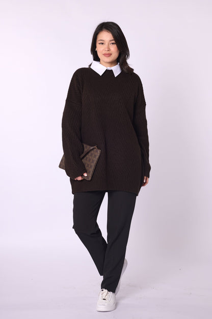 Striped Detail Relaxed Fit Long Knit Tunic