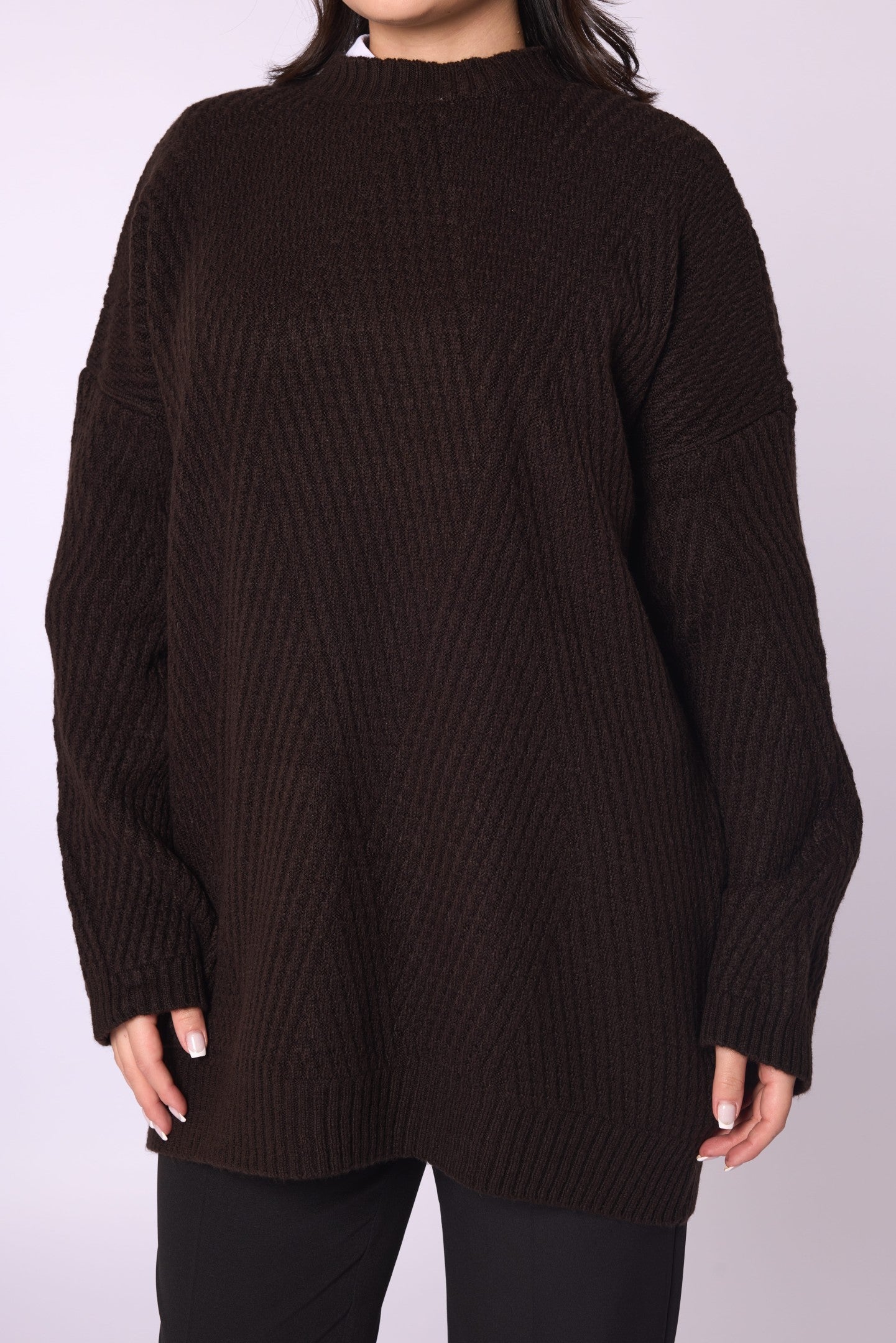 Striped Detail Relaxed Fit Long Knit Tunic