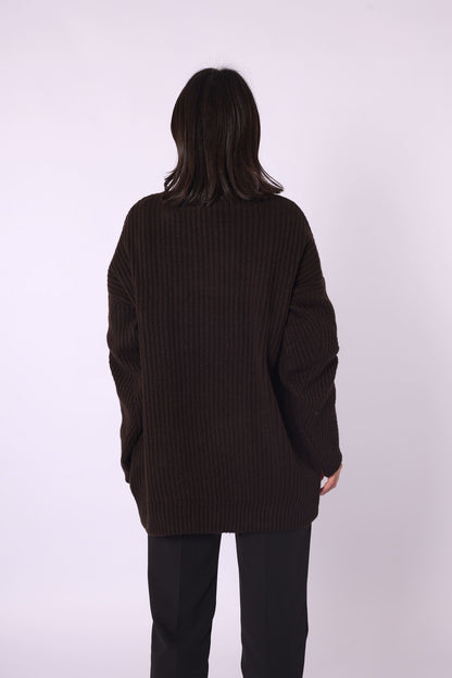 Striped Detail Relaxed Fit Long Knit Tunic