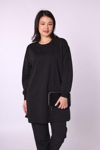 Slit Detail Stone Embellished Tunic