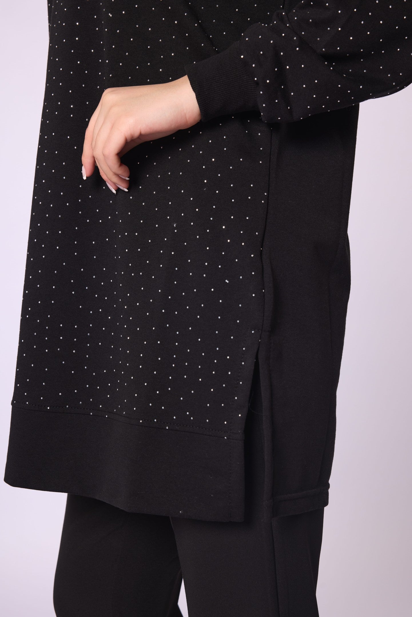 Slit Detail Stone Embellished Tunic