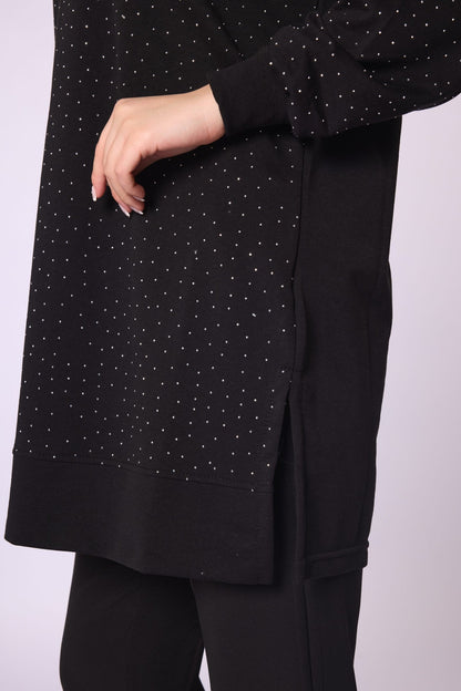 Slit Detail Stone Embellished Tunic