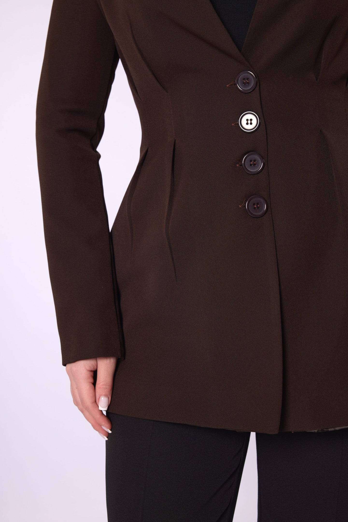 Shawl Collar Pleat Detail Lined Jacket