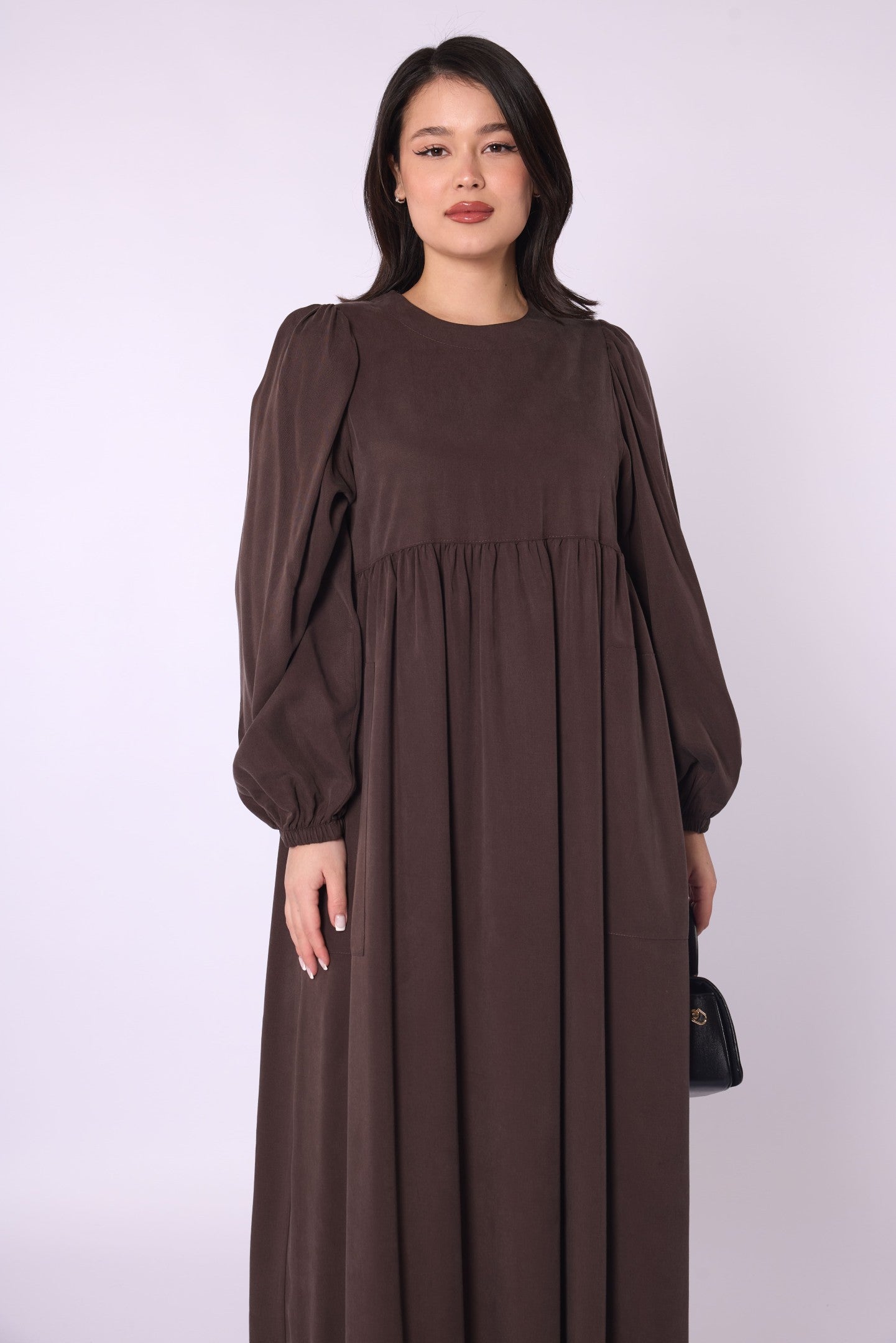 Ruched Detail Pocketed Long Women’s Dress