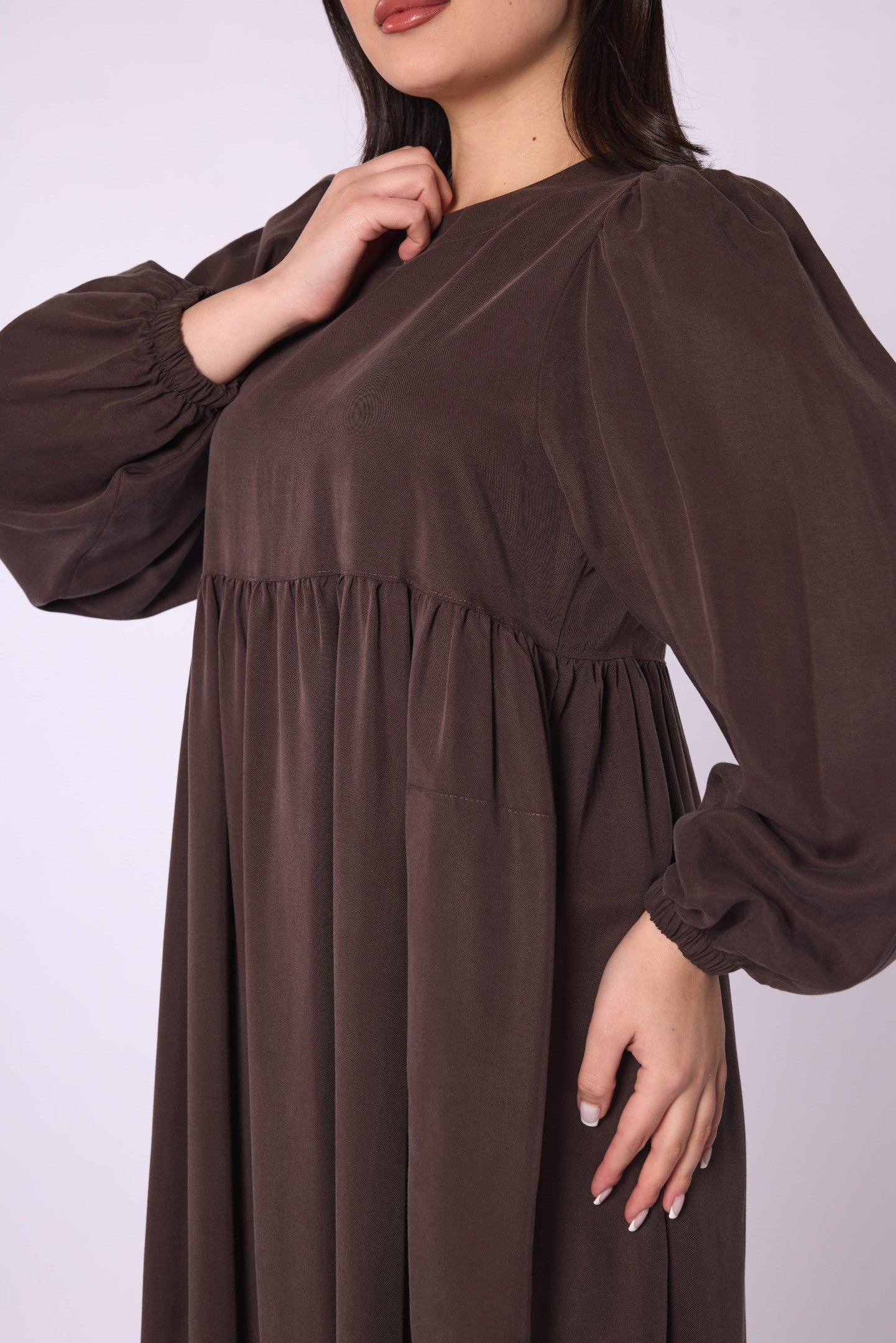 Ruched Detail Pocketed Long Women’s Dress