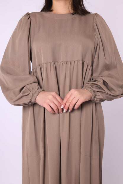 Ruched Detail Pocketed Long Women’s Dress