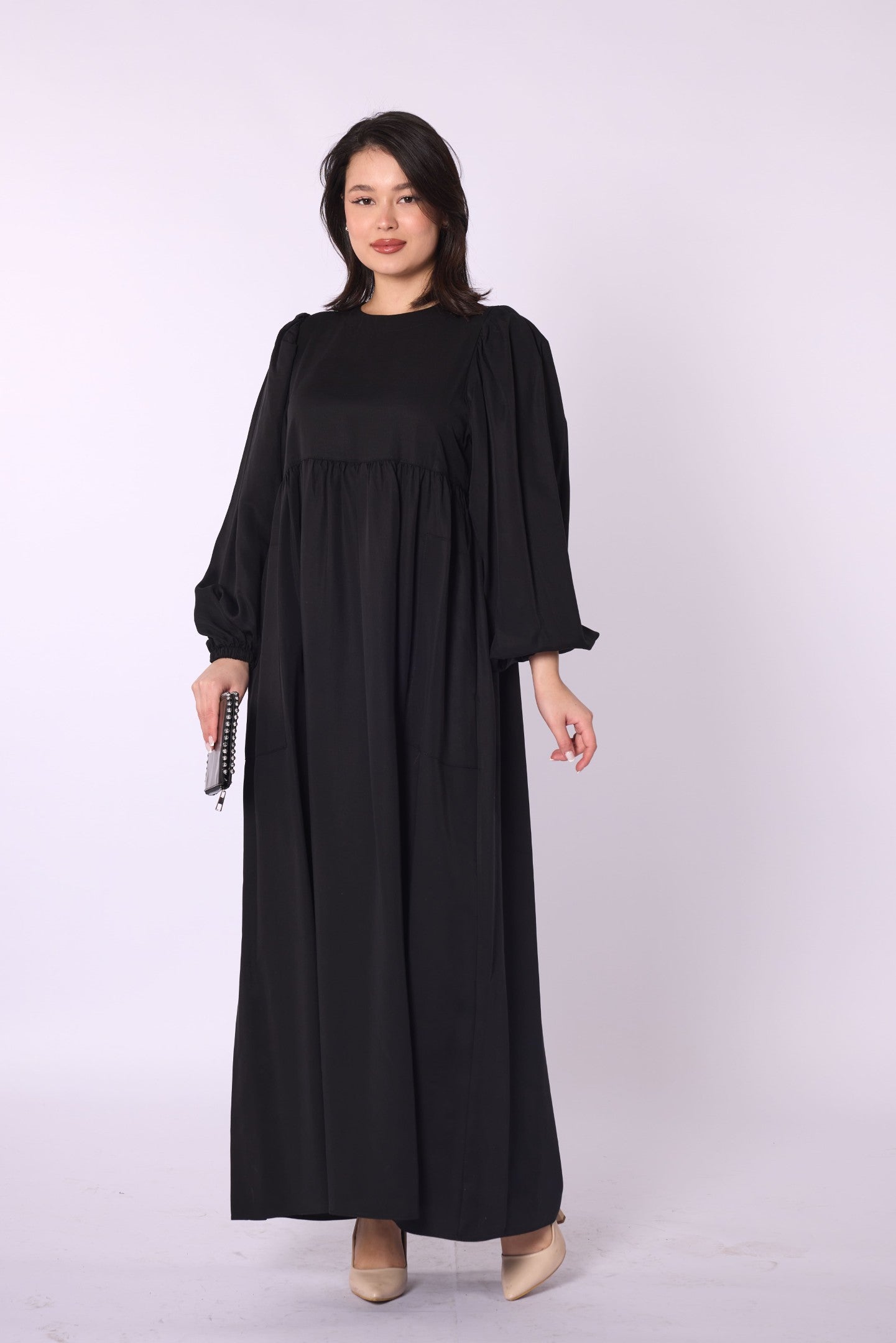 Ruched Detail Pocketed Long Women’s Dress