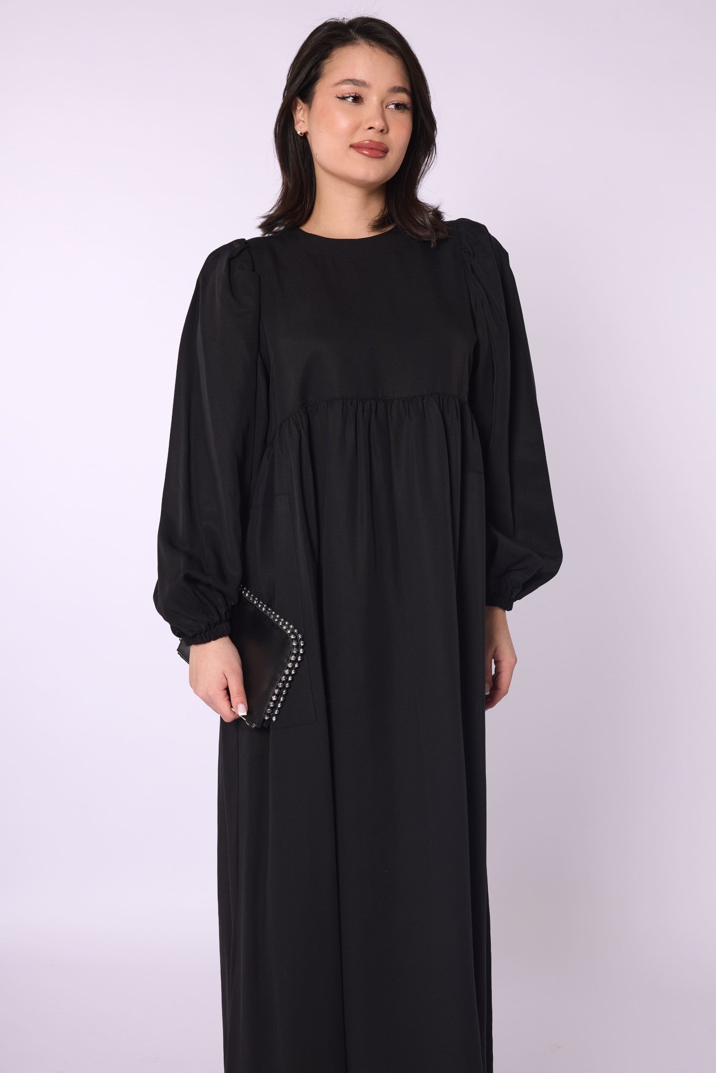 Ruched Detail Pocketed Long Women’s Dress