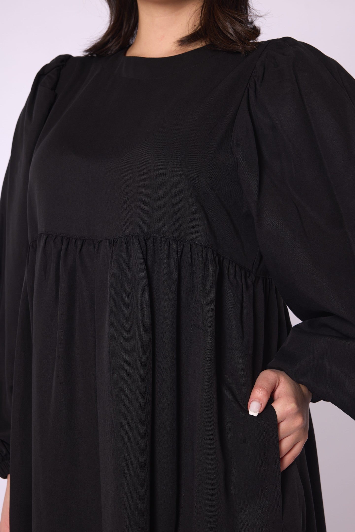 Ruched Detail Pocketed Long Women’s Dress