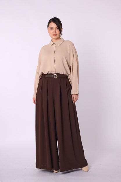 Belted Pleated Palazzo Pants