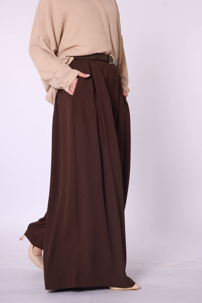 Belted Pleated Palazzo Pants