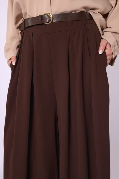 Belted Pleated Palazzo Pants