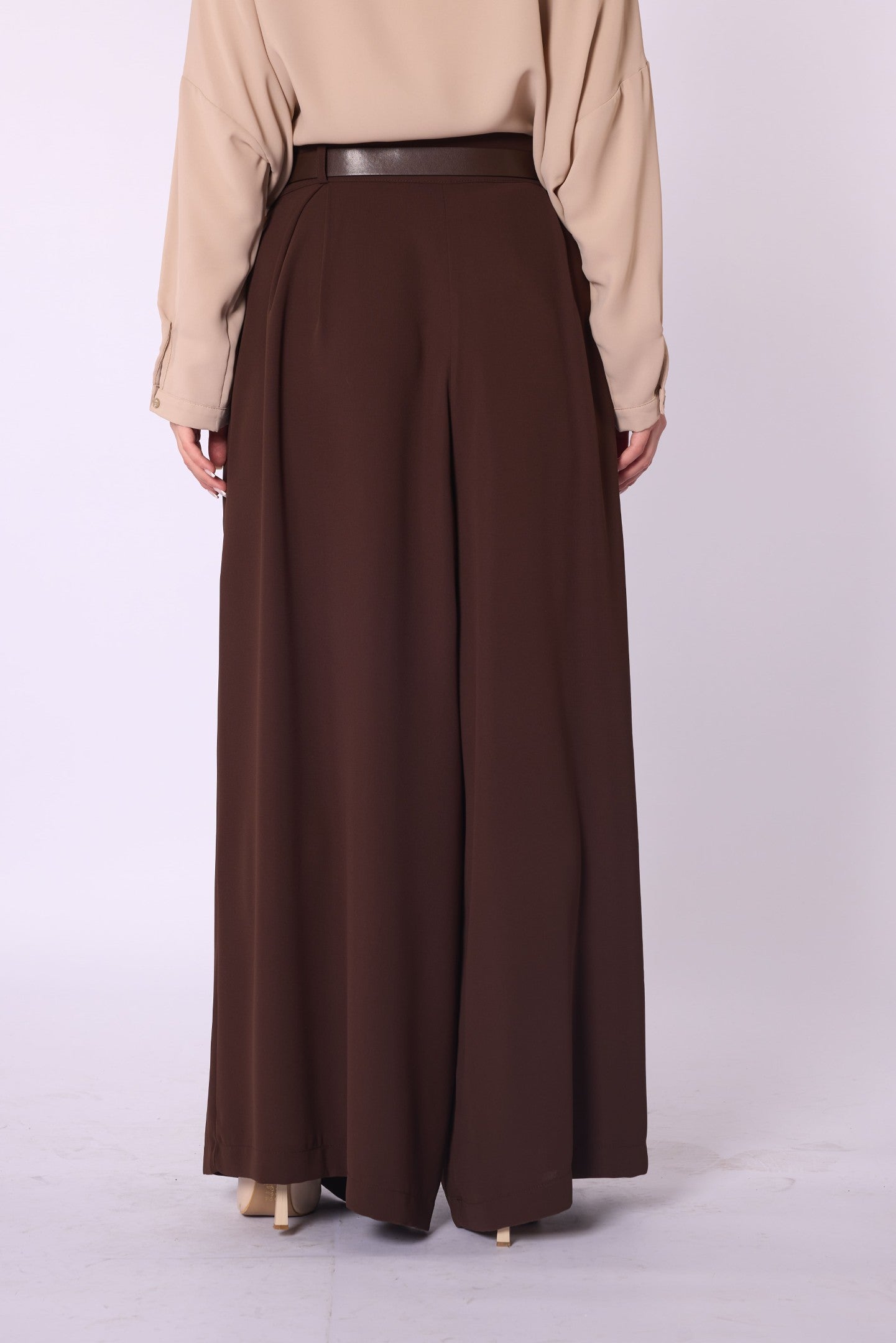 Belted Pleated Palazzo Pants