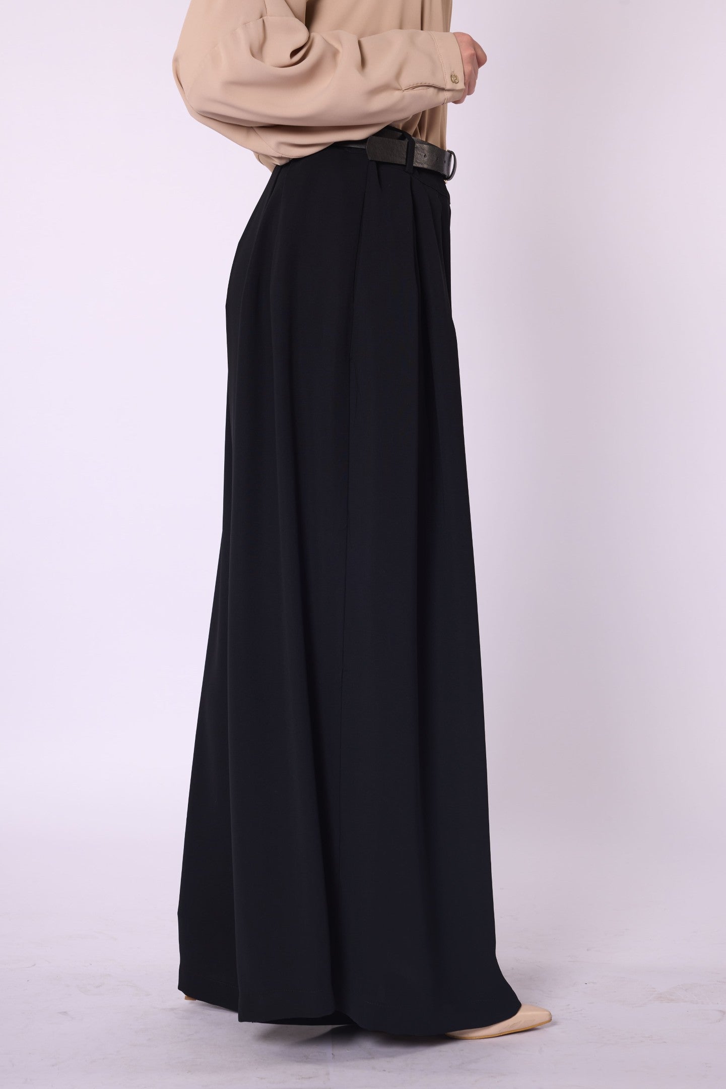Belted Pleated Palazzo Pants