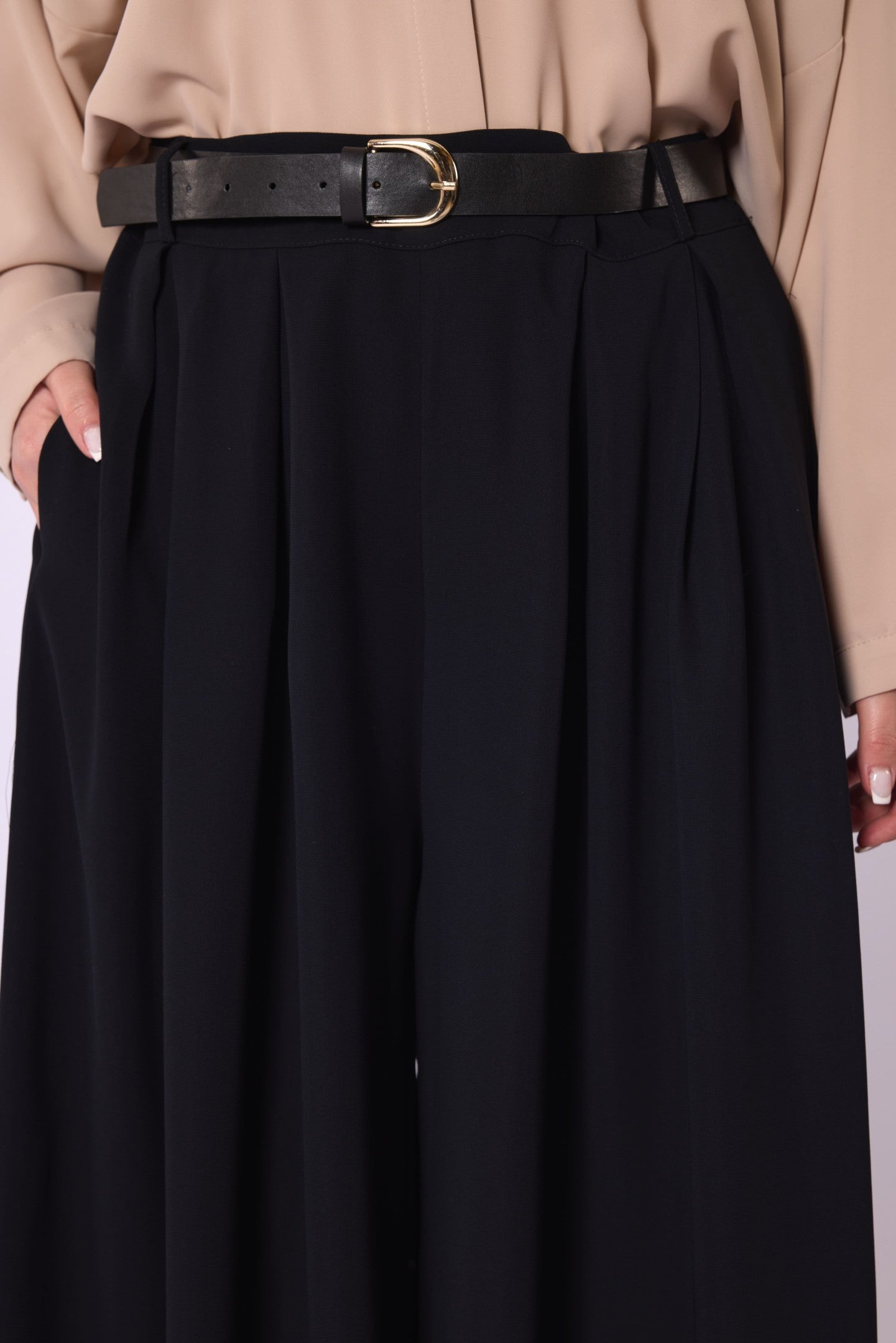 Belted Pleated Palazzo Pants