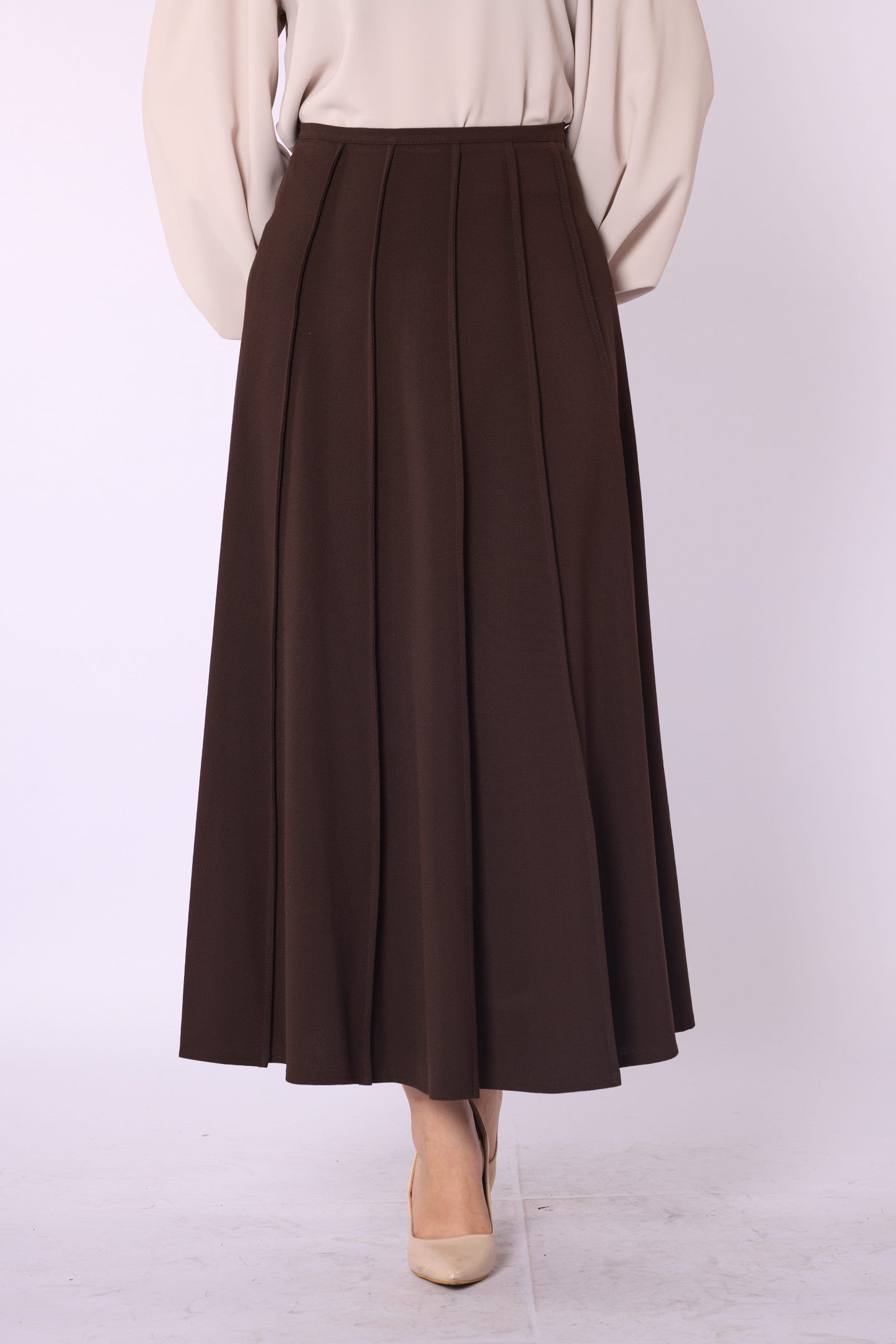 Zip-Up Stitch Detail Maxi Skirt