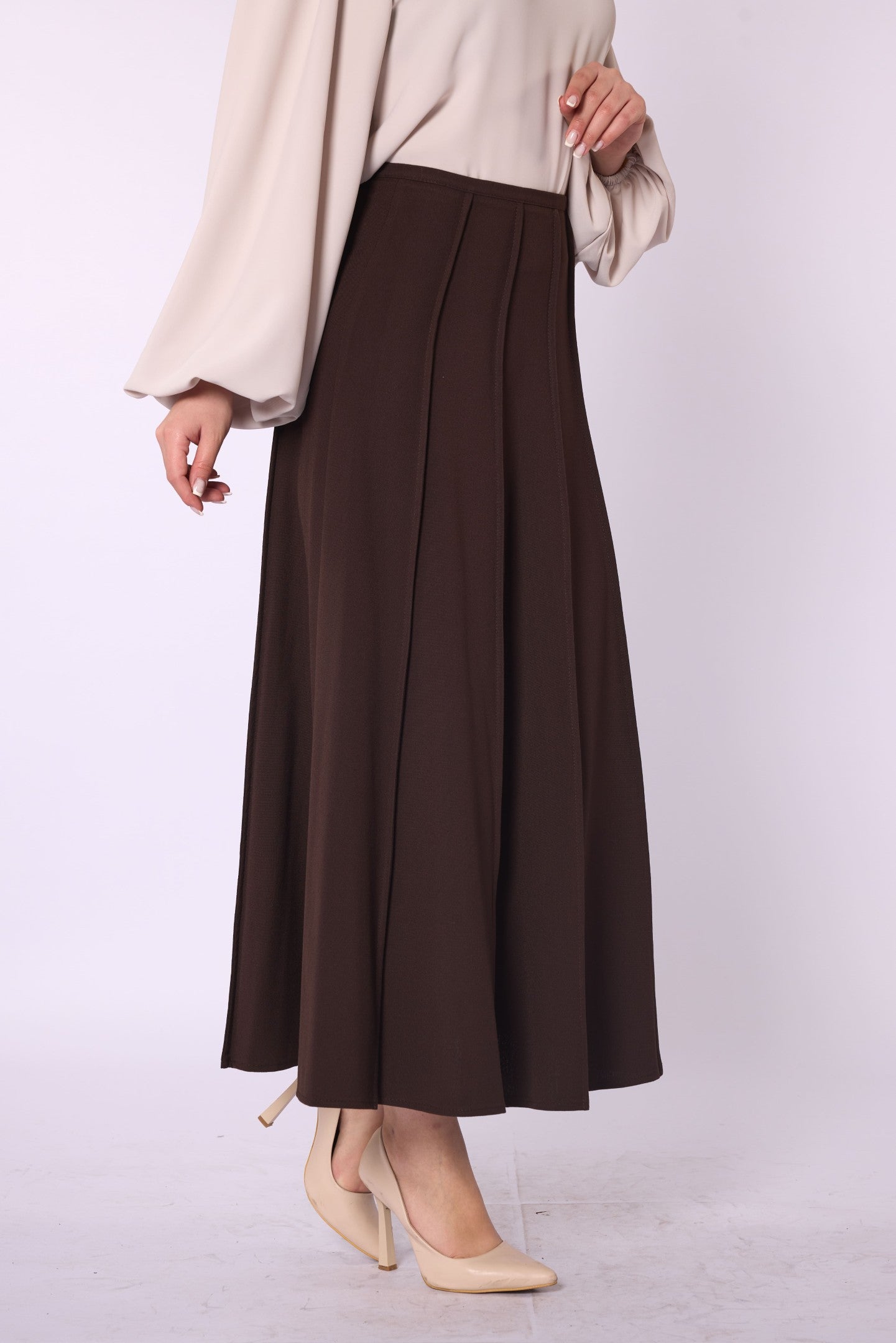 Zip-Up Stitch Detail Maxi Skirt
