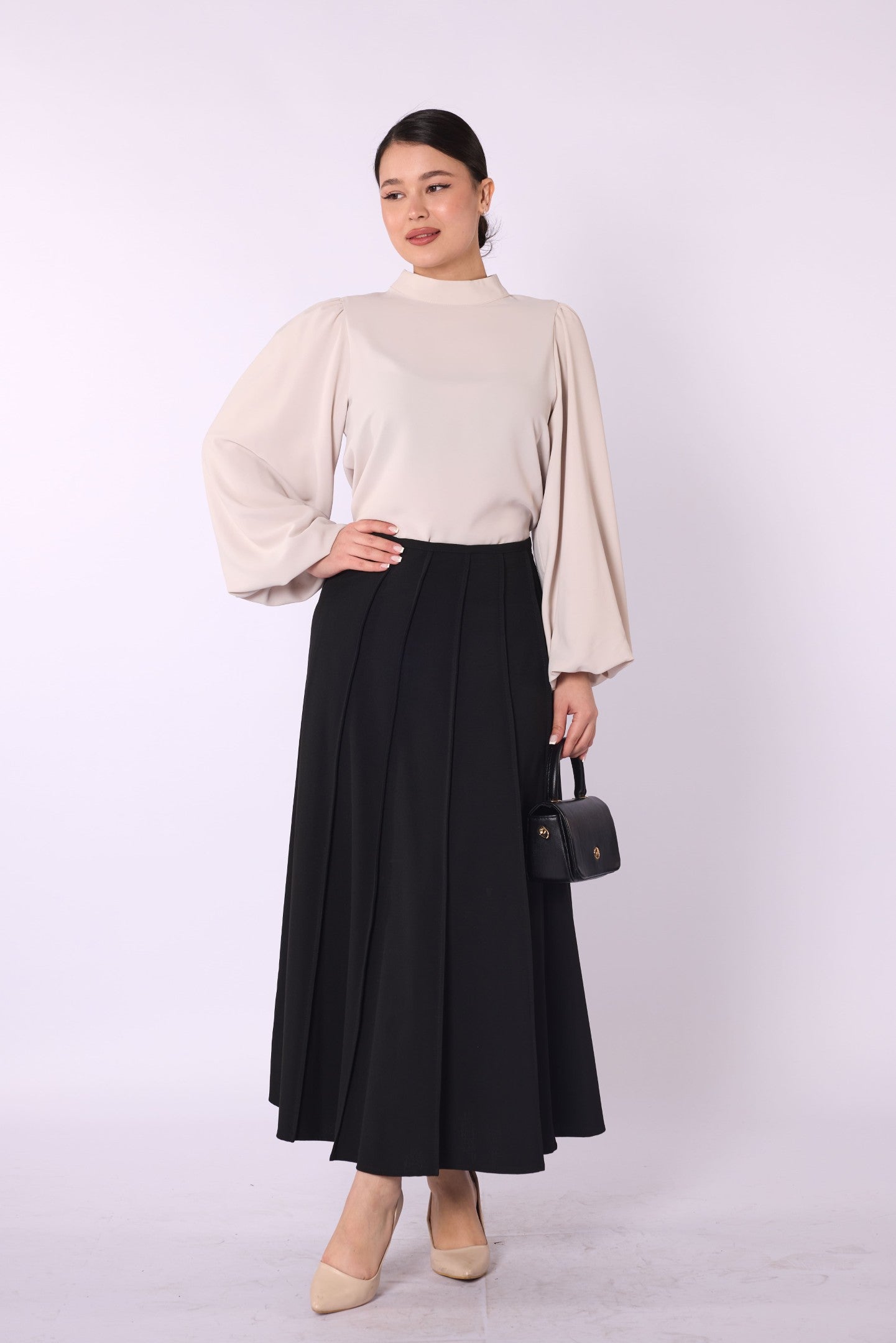 Zip-Up Stitch Detail Maxi Skirt