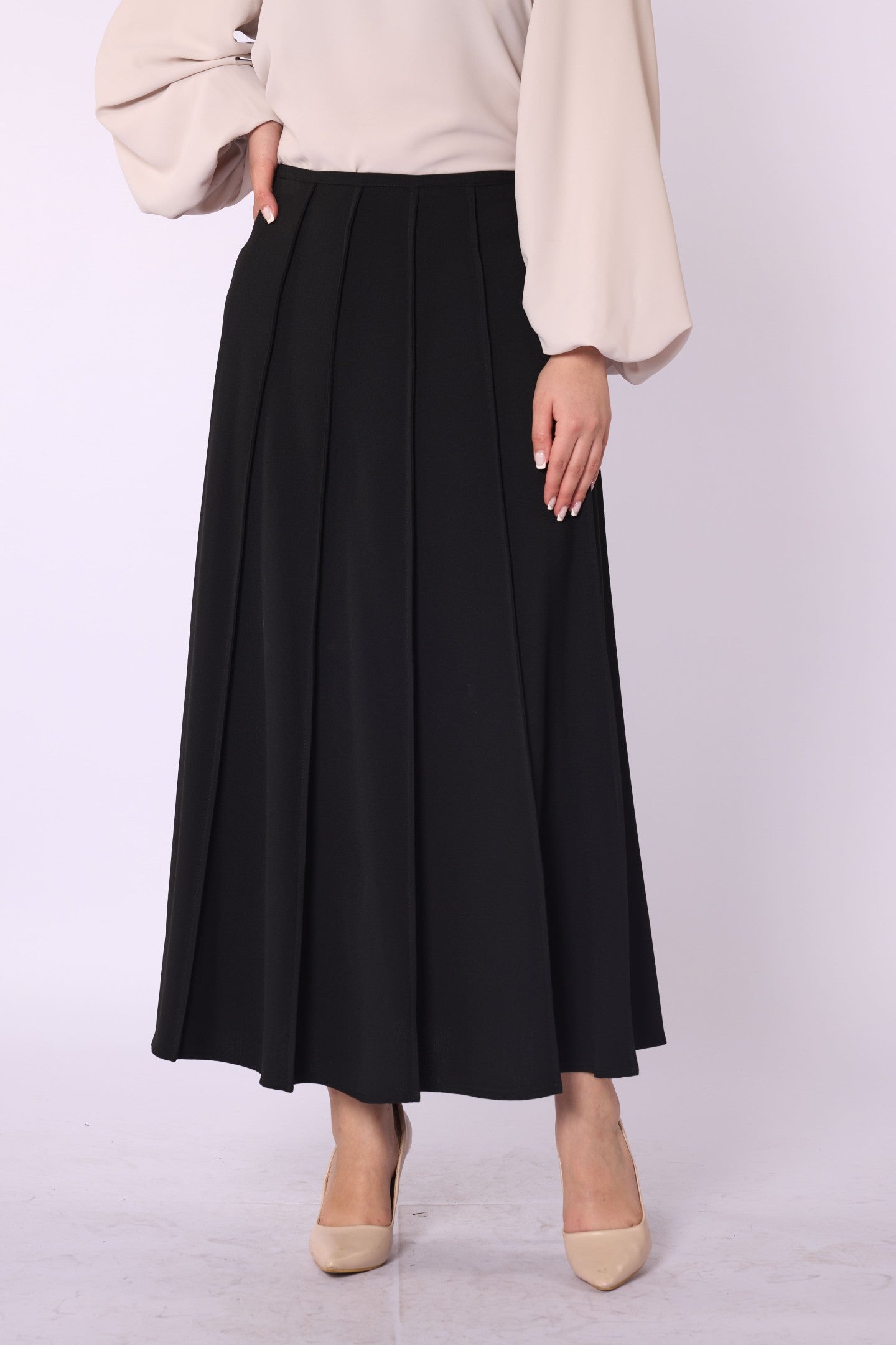 Zip-Up Stitch Detail Maxi Skirt