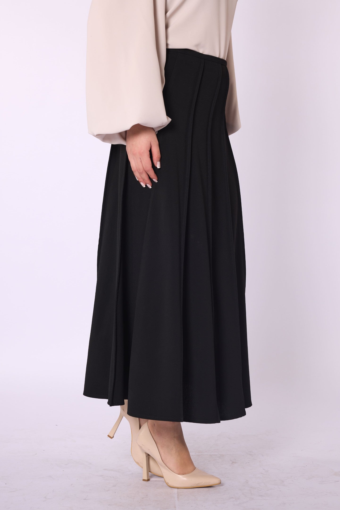 Zip-Up Stitch Detail Maxi Skirt