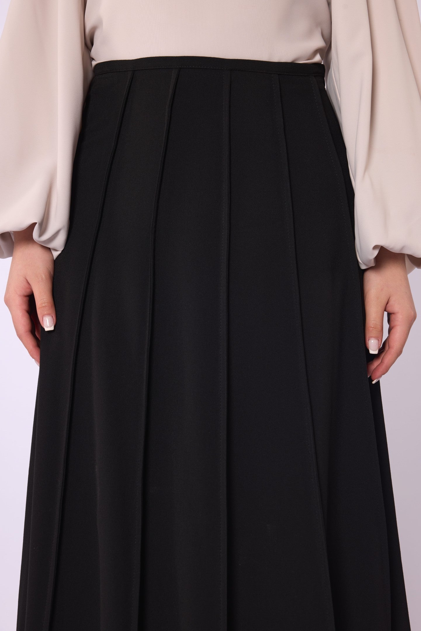 Zip-Up Stitch Detail Maxi Skirt
