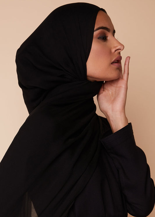 Black Chiffon Silk Hijab