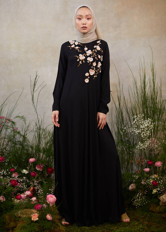 Frangipani Abaya Black