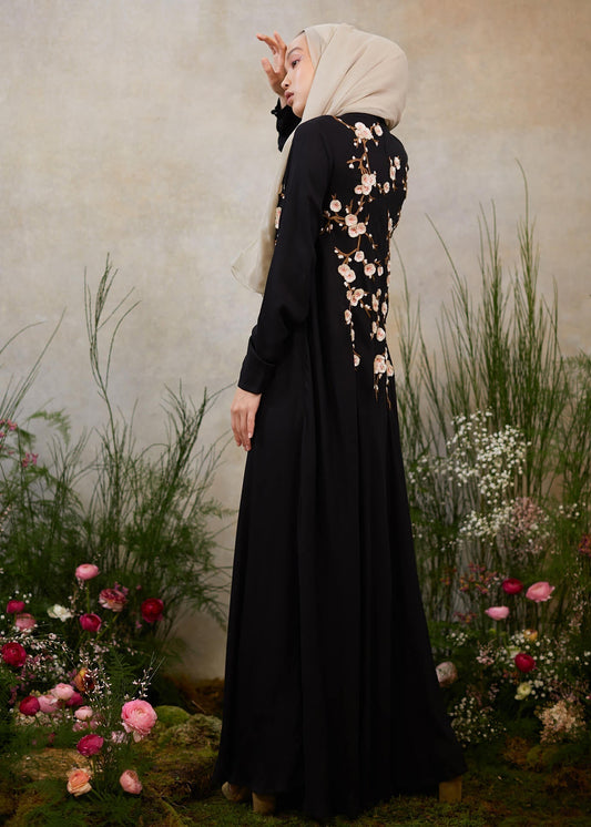 Frangipani Abaya Black