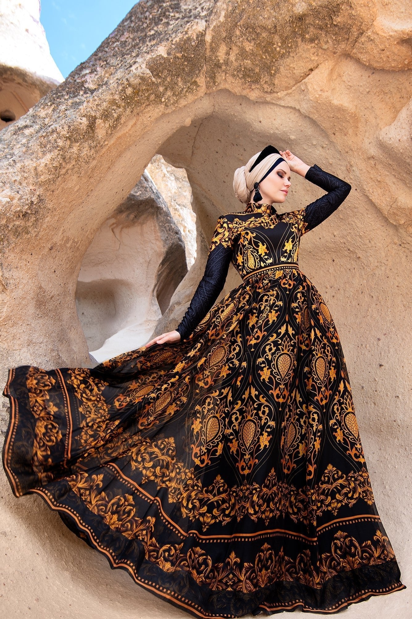 Golden Orchid Chiffon Dress