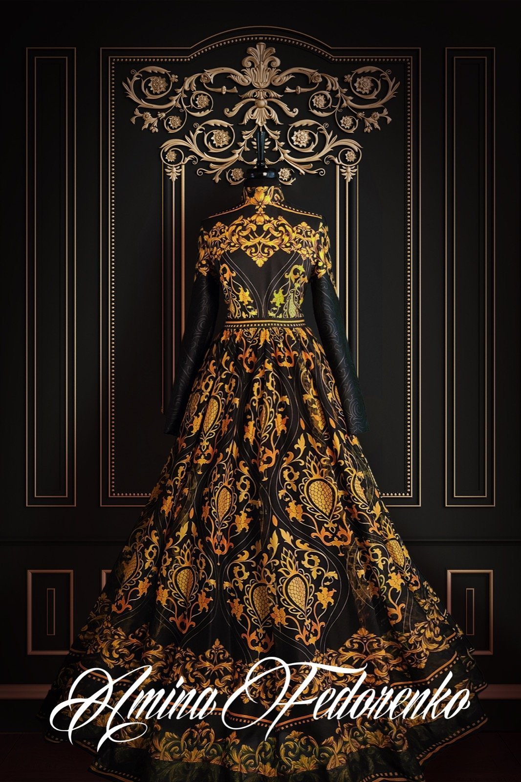 Golden Orchid Chiffon Dress
